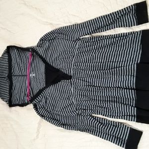 Two hearts  maternity hooded black striped top